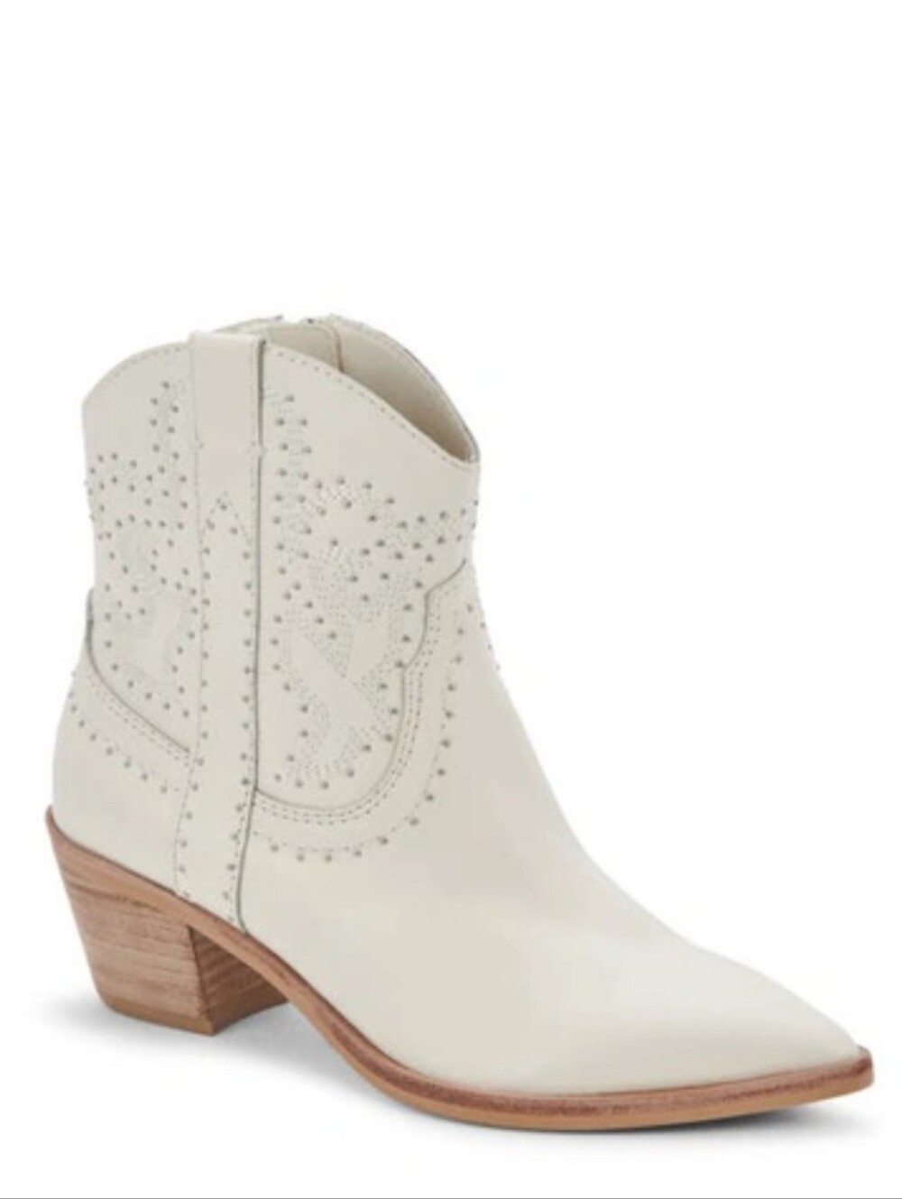 DOLCE VITA SOLOW OFF WHITE LEATHER SHORT STUDDED WESTERN BOOTS 9.5